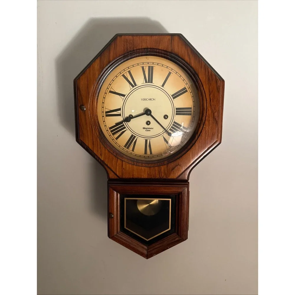 Verichron Westminster Chime Wood Wall Clock Schoolhouse Regulator 182121 382